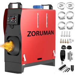 ZORUMAN 12V 8KW Standheizung Diesel, Luft Dieselheizung, Diesel Lufterhitzer Air Diesel Heizung mit LCD Anzeige mit Fernbedienung mit Schalldämpfer, für Auto RV Boote LKW Wohnmobil Bus D-1
