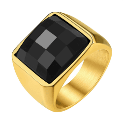 GoldChic Herren Ring 316L Edelstahl Personalisierter Zirkon Herren mit Geburtsstein und Textgravur für Ehering Verlobungsring in Silber/Gold/Schwarz Ringgröße 54.4（17.3） bis 72.8（23.1）