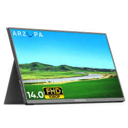 ARZOPA Portable Monitor, 14 Zoll Tragbarer Monitor, 1920x1080 Full HD, 100% SRGB IPS Externer Mobiler Bildschirm mit HDMI/Typ-C/USB-C, für Laptop/PC/Mac/PS5/Xbox/Telefon-Silber (14)
