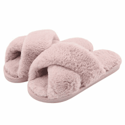Fadezar Hausschuhe Damen Winter Plüsch Pantoffeln Warme rutschfeste Flache Flip Flop Bequeme Flauschige Hausschuhe für Damen 41/42 EU 01 Rosa