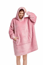 YEPLINS Pullover Sweatshirt Mit Kapuze Robe Decke Hoodie Decke Sweatshirt Flanell Hoodies Einheitsgröße Rosa