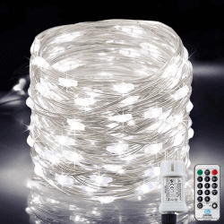 LED Lichterkette Außen, 25M 220 LED lichterkette außen strom 8 Modi,Merk Funktion,Wasserdichte IP65, geeignet für Innendekoration, Feiern, Gärten, Hochzeiten [Kaltweiß] Kaltes Weiß 220LED