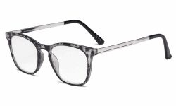 Eyekepper Leser Retro quadratischer Kunststoffrahmen Metall Arms Lesebrille Grau DEMI +2.0, Grau
