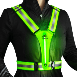 Topward Warnweste Sicherheitsweste für Fahrrad Auto Laufweste Joggen, High-Vis reflektierende Warnweste für optimale Sichtbarkeit, Damen Herren Kinder warnwesten, LEDs Tag und Nacht Motorrad Radfahren Grün
