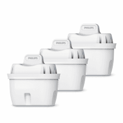 Philips Water Wasserfilter-Kartuschen, 3er-Pack, Brita-kompatibel, reduziert MIKROPLASTIK, CHLOR, KALK, SCHWERMETALLE