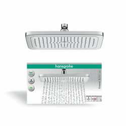 hansgrohe Croma E - wassersparende Kopfbrause 9 l/min (EcoSmart), eckige Duschbrause (280 x 170 mm), Regendusche mit 1 Strahlart für Wand- oder Deckenmontage, Brausekopf mit Antikalk-Funktion, Chrom
