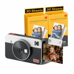KODAK Mini Shot 2 Retro 4Pass 2-in-1-Sofortkamera, Sofortbildfilm, mit Fotodrucker (5,3 x 8,6 cm) und Pack mit 68 Blättern, Weiß