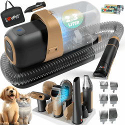 KESSER® Hundeschermaschine mit Staubsauger | Leise Schermaschine mit AKKU | Haustierpflegeset mit Zubehör für Hund & Katze | Tierhaarschneidemaschine 7in1 2.3L Staubbehälter sowie 7 Pflegewerkzeugen