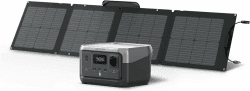 EF ECOFLOW Tragbare Powerstation RIVER 2 mit 110W faltbare solar panel, 256 Wh Solargenerator mit LiFeP04, Schnellladung in 1 Stunde, bis zu 600 W Leistung, Balkonkraft für Notstrom/Camping RIVER2+110W