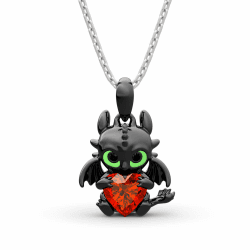 Jeulia Drachen 925 Sterling Silber Halskette Dragon Hug Me Zeigen Sie Ihr Herz Cut Stein Zircon Anhänger für Frauen Freundin Mama Verlobung Hochzeitstag Weihnachten Geburtstag Schmuck Geschenk
