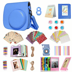 Homesuit 14-in-1-Zubehörset für Fujifilm Instax Mini 9/8/8 + Gehäuse/Album/Selfie-Objektiv/Filter/Filmrahmen/Wandbehangrahmen/Randaufkleber/Eckaufkleber/Filmkalender(Cobalt Blue)