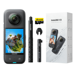 Insta360 X3 Creator-Kit - wasserdichte 360°-Actionkamera mit 1/2"-Sensor, 5,7K 360°, 72MP 360°-Fotos, Stabilisierung, 2,29"-Touchscreen, Vibrationsfeedback, KI-Bearbeitung, Live-Streaming