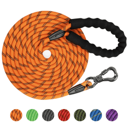 X XBEN Schleppleine für Hunde, 3M 5M 6M 9M 10M 15M 20M 25M 30M 8mm Starke Hundeleine mit Bequemen Gepolsterter Griff, Trainingsleine Laufleine für Kleine Mittlere Große Hunde,Abschließbarer Karabine 10M x8 mm Orange