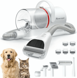 Homerunpet Hundeschermaschine mit Staubsauger, Ultraleise & Super Saugkraft Haustierpflegeset, Profi Hundehaarschermaschine mit 6 Pflegewerkzeugen, Tierhaarentferner für Hunde Katzen, 1.85L