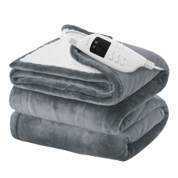 BEDSURE Heating Blanket-Solid-Flannel-Europe G2 180x200 DE Bedsure Heizdecke mit Abschaltautomatik, Elektrische Wärmedecke 200x180cm Schnelle Erwärmung, 8 Heizstufen, 9 Zeiteinstellungen Grau - Solid 180 x 200 cm