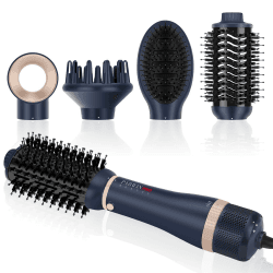 4 IN 1 Haartrockner Warmluftbürste Set, PARWIN PRO BEAUTY Styler-Set, Föhnbürste mit 4 Aufsätze zum Trocknen, Glätten, Volumen und Stylen, Ionen Pflege, 1000 Watt, Preußischblau