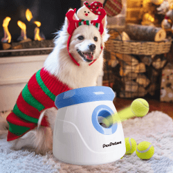 pet prime Automatischer Ballwerfer, Hunde Ball Interaktive Ballwurfmaschine Hunde 3 Tennisbälle Inklusive, Interaktive Ballwurfmaschine für Kleine Hunde - Mini Style(White) Haustier-Wurfmaschine Blau