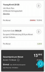 20 % auf Vodafone Young und Red Tarife |  Code:DEAL20 | Tarif Schnapper