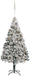 vidaXL Künstlicher Weihnachtsbaum LEDs & Kugeln Beschneit grün 300 cm (3077842)