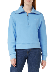 Tommy Hilfiger Damen Sweatshirt mit Reißverschluss Zipper 1985 Halber Zipper XS Blau (Hydrangea Blue)