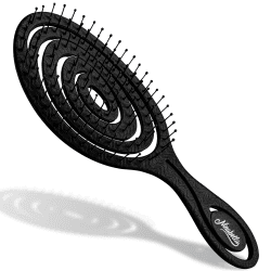 Ninabella Bio Haarbürste ohne Ziepen für Damen, Herren & Kinder - Entwirrbürste auch für Locken & Lange Haare - Einzigartige Profi Detangler-Bürste mit Spiralfeder Schwarz