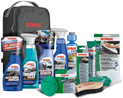 SONAX Innenraum+Scheibe-Set mit Tasche zur Reinigung aller Flächen im AutoInnenRaum mit langanhaltendem Schutz |Mehrfarbig, Art-Nr. 07688000