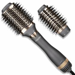 Faszin Warmluftbürste One-Step Ionic Föhnbürste mit 3-Stufen-Temperatur&2 Großer Bürstenkopf(74/55MM) für Langhaarstyling, 100+Millionen Negative Ionen Frei Glattes Seidiges Volumizer Haar