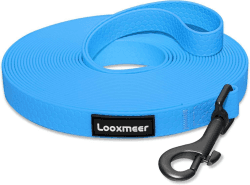 Looxmeer Schleppleine für Hunde, 3m /5m /7m /10m /15m /20m /25m /30m Robuste Trainingsleine mit Aufbewahrungsbeutel, Handschlaufe, Neon Blau 20M Neon Blau
