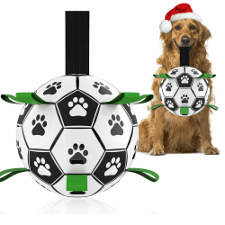 HETOO Hundeball Interaktives Hundespielzeug Ball, Hundefußball mit Griff, Fußball für Hunde, Wasserspielzeug Hunde, Hunde Geburtstagsgeschenke, Hundebälle mit Pumpe für mittelgroße/große Hunde (20CM)