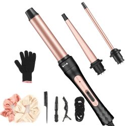 JAETON Lockenstab 3 in 1 Lockenwickler Set Welleneisen Multifunktions Austauschbare Keramikbeschichtung Lockenstäbe, Schnelle Erwärmung, mit Handschuh und 2 Clips