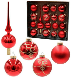Dekohelden24 Lauschaer Christbaumschmuck 16er rot (DH-ZSO11011)