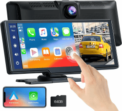 Lamto Wireless CarPlay & Android Auto Stereo Empfänger mit 2,5K Dashcam Vorne, 9,26 Zoll Tragbares Autoradio Kabelloses Carplay mit Bluetooth 5.0/Siri/FM/Google/GPS/Mirror-Link/AUX/64G SD-Karte