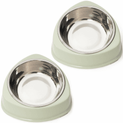 Junhonsion 2pcs Cat Bowls Dog Bowls, Removable Stainless Steel Inner Bowl Non-Slip Cat Food Bowl Water Bowl, Suitable for Cats and Small and Medium Dogs Doppelgrün