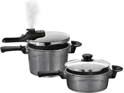 Stoneline Schnellkochtopf-Set Aluguss 3 & 5 L grau