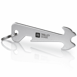 FABACH Trolley Shark Einkaufswagenlöser Schlüsselanhänger - Abziehbarer Einkaufswagenchip, Einkaufschip für Einkaufswagen aus Edelstahl/Metall - Kein Steckenbleiben im Pfandschloss 1 Trolley Shark