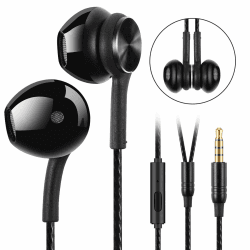 In Ear Kopfhörer,Kopfhörer mit Mikrofon,Ohrhörer mit Kabel,Kompatibel mit Smartphones,Tablet-PCs,Laptops und MP3-Playern,Geräuschdämmende Ohrhörer Kopfhörer Stereo für Huawei Samsung usw Schwarz