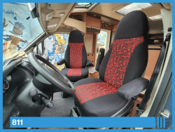 BREMER SITZBEZÜGE Maß Piloten Schonbezüge Sitzbezüge kompatibel mit Wohnmobil Camper Ducato Fahrer & Beifahrer 811 Schonbezug Set in Schwarz/Rot