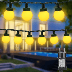 Joomer Kugel Lichterkette Außen Warmweiß, 6M 30 LED Globen Lichterkette Innen strombetrieben mit Timer, 8 Modi G35 Glühbirnen Lichterkette für Outdoor Weihnachten Garten Balkon Hochzeit Party Deko Warmweiß-9m