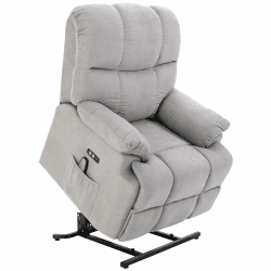 HOMCOM Sessel mit Aufstehhilfe, Massagesessel, Verstellbarer Fernsehsessel Elektrischer Relaxsessel mit 8 Vibrationsmassagepunkte, USB-Schnittstelle, Fernbedienung, Samt, Grau