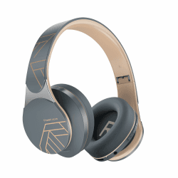 PowerLocus Bluetooth Kopfhörer Over Ear, Kabellose Kopfhörer mit Hi-Fi Stereo, Headphones mit Mikrofon, weiche Ohrpolster, Micro SD/TF, Kopfhörer Faltbarer für iPhone/iPad/Android/Laptop (Asphaltgrau) Asphalt Grau