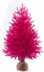 eveXmas 85cm Künstlicher Weihnachtsbaum, Tannenbaum Onyx ROSA, 139 Zweige 100% PE-Spitzen, inklusive ständer sackleinen