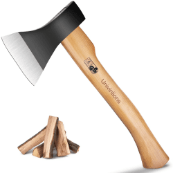 UNIVINLIONS Spaltaxt Axt Kohlenstoffstahl Beil 1660g mit Hickoryholzstiel und Schneidenschutz aus Gummi Axt Holz spalten