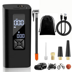 yanace Elektrische Luftpumpe: 8000mAh Fahrradpumpe Elektrisch, Presta, Dunlop, Schrader-Ventil; 30+ Min. Nutzung, USB-C, Powerbank, 150PSI Fahrrad Luftpumpe Elektrisch für Autos, Motorräder, Fußbälle 8000mAh 2X faster