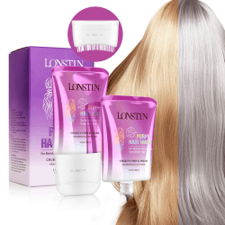 lonstin Silber Haarmaske mit Kamm, Lila Haarmaske für Blondes, Gebleichtes Haar, Entfernen Sie Gelbtöne & Pflegen Sie trockenes Beschädigtes Haar, Vegan, Frei von Parabenen & Sulfaten, 8 fl oz