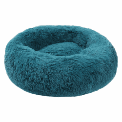 BVAGSS Hundebett Rund Katzenbett Flauschig Donut Kuscheliges Hundekissen Waschbar Ultra Weicher Plüsch Haustierbett für Kleine, Mittelgroße und Große Hunde, Katzen XH034 (Diameter:60cm, Cyan) Diameter:60cm Cyan