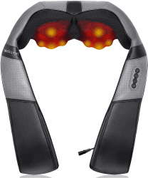 Medcursor Nackenmassagegerät mit wärme, 3D Deep Tissue Shiatsu Massagegerät für Nacken, Schulter, Rücken, Bein, Körper und Muskelschmerzlinderung, Heim, Büro und Autogebrauch Schwarz
