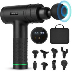Massagepistole Massage Gun, Uplayteck Muskel Massagegerät mit 30 Geschwindigkeiten, 8 Massageköpfen, 40DB Superleise, LED Anzeige Touchscreen Massage Pistole Faszienpistole für Nacken Rücken Schulter Schwarz