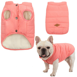 Tineer Haustier Hunde Winterkleidung Nettes Haustier Warme Jacke Weste Mantel Französische Bulldogge Warme Weste Anzug (S, Rosa)