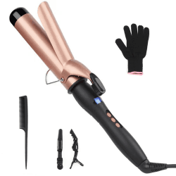 Lockenstab Haarcurler, Professional Keramischer Lockenwickler, LCD-Display mit Wärmehandschuh, 38mm für große Locken und sanfte Wellen (38mm)