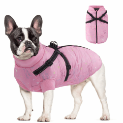 IEUUMLER Hundejacke Winter, warme gemütliche Dicke gepolsterte Jacke Mantel, Winddichte reflektierende Kleidung kaltes Wetter Weste für Welpen kleine mittlere Hunde FC015(Rosa, L)